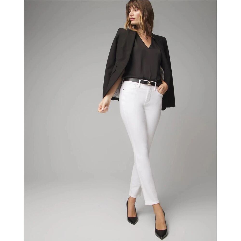 WHBM The Straight High Rise White Jeans Women's Size 2